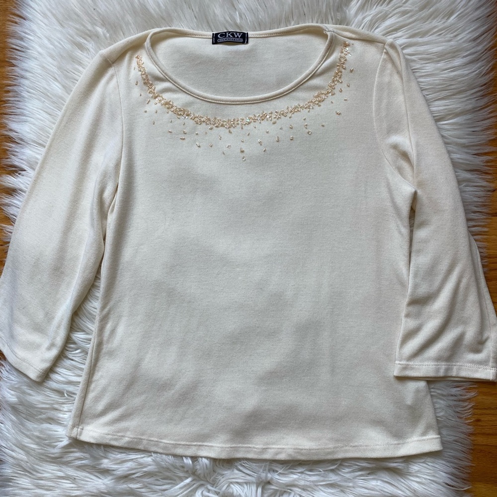 Beaded pullover sweater